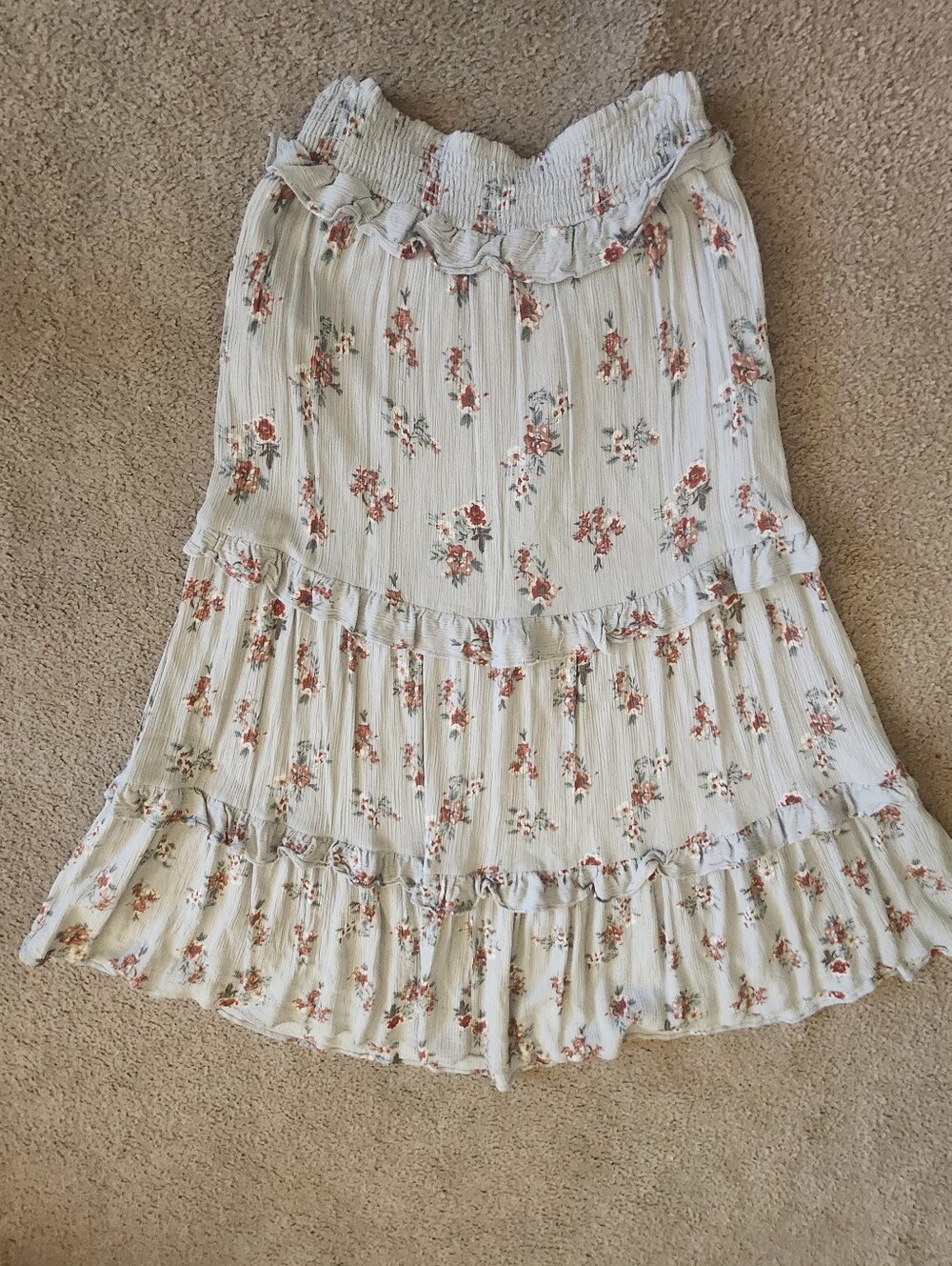 Women's Floral Skirt- Cream with Rust Floral
